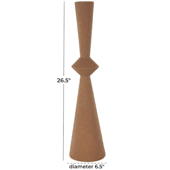 26.5" Brown Art Deco Fluted Metal Vase